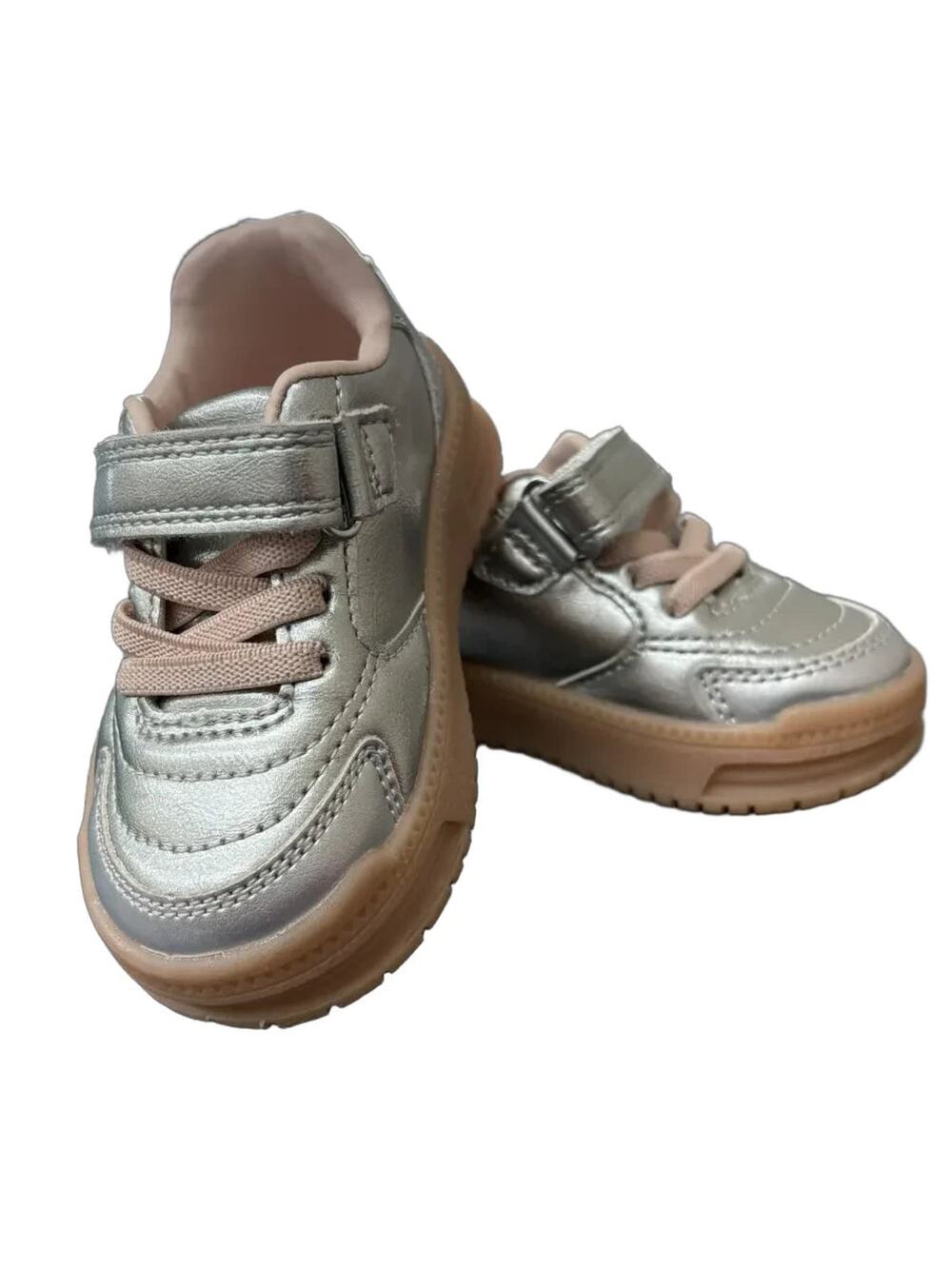 Carter's Metallic Silver Sneakers Velcro Size 4M